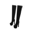 17 cm/6.69 in Fall and Winter Over-the-Knee Platform Boots, Ultra-High Heel, Suede, Side Zipper, Black, EU 45 view 1