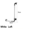 70 x 50 cm Left-Hand L-Shaped Stainless Steel Grab Bar, White view 2