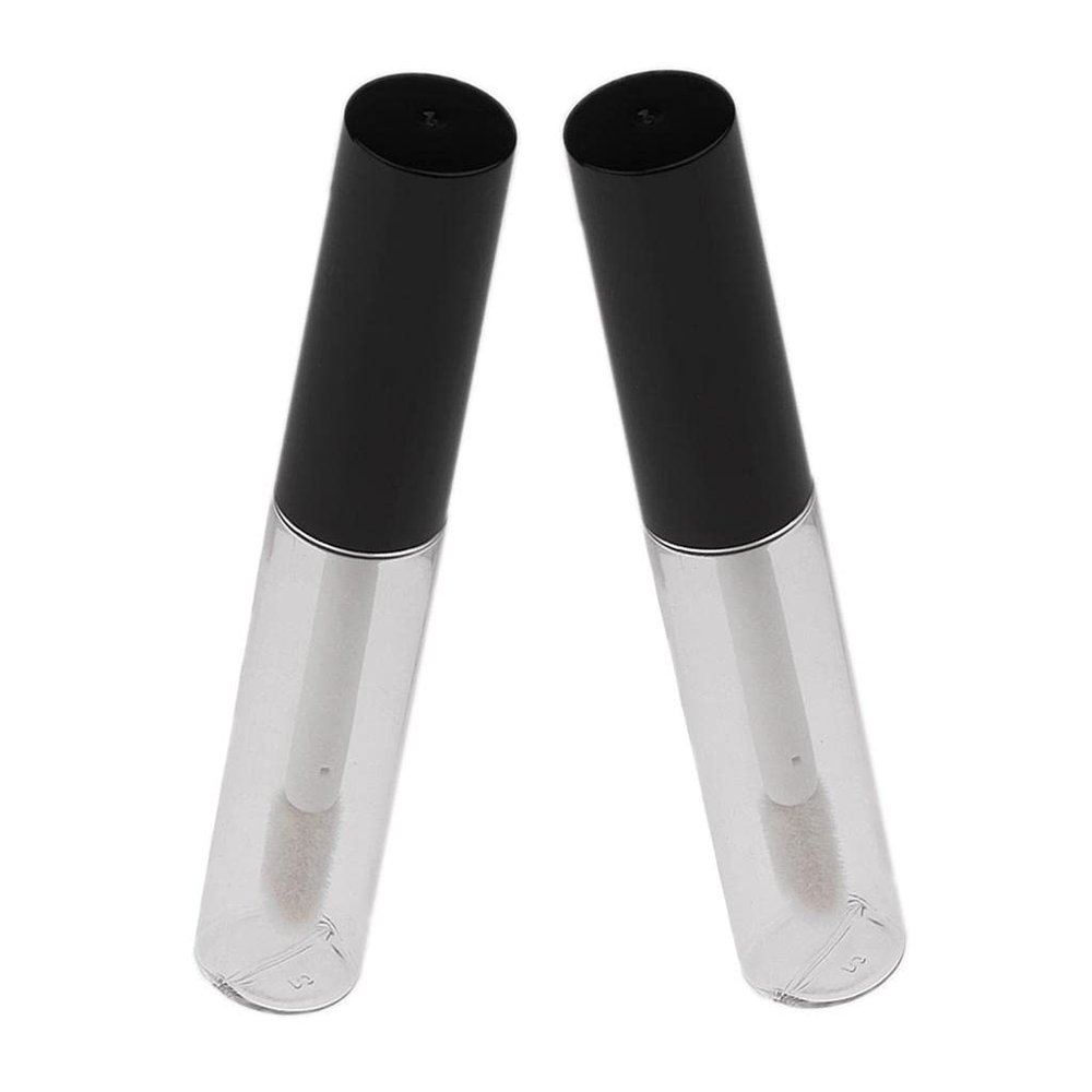 Tiuimk 4 mL PETG Lip Gloss Bottles, Mini Portable Lip Oil Containers, Set of 2 – Transparent + Black