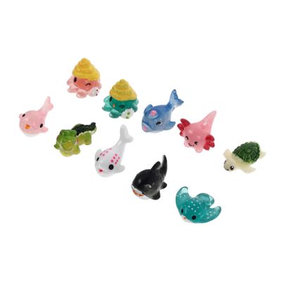 minkissy 10-Piece Mini Animal Figures Resin Aquarium Decoration