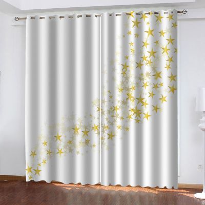 MAYNUO Kids' Blackout Curtains, 3D Golden Little Star, 2 Panels, 70 x 160 cm Each, with Grommets