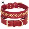 Adjustable Leather Dog Collar with Spikes and Studs, Red, XL view 2