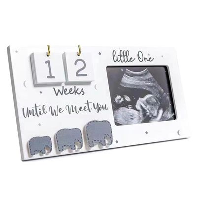 Pitxsgsia Ultrasound Picture Frame with Week Countdown and Elephant Nursery Decor