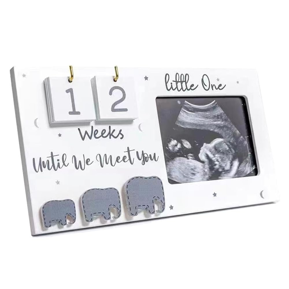 Pitxsgsia Ultrasound Picture Frame with Week Countdown and Elephant Nursery Decor
