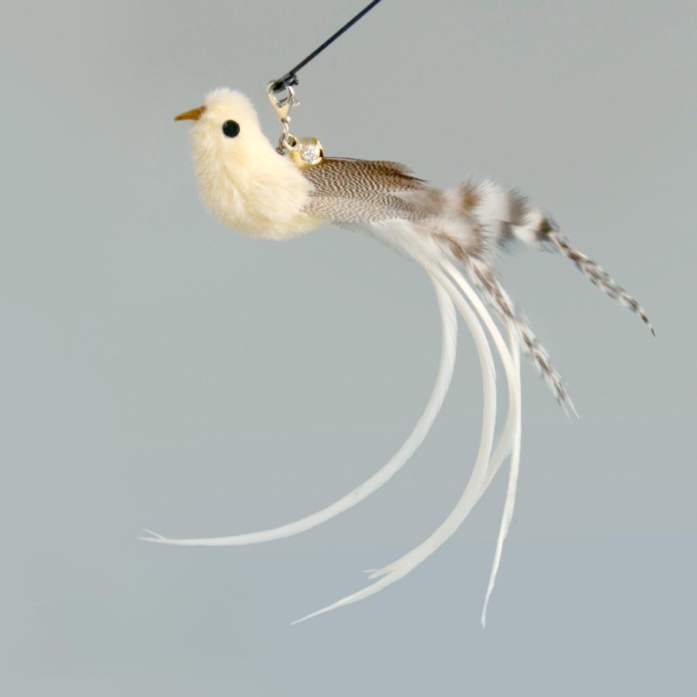 ELMAIN Hands-Free Cat Toy Wand with Feathers, Bell, and Strong Suction Cup