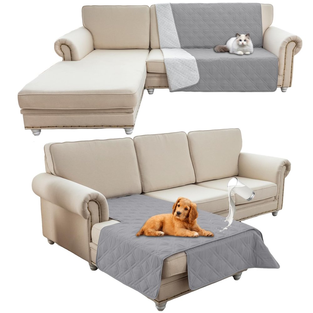 HonunG Waterproof Pet Blanket and Sofa Cover, Light Gray, 243 x 208 cm