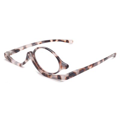 JM Makeup Glasses with Flip-Up Lenses, Reading Glasses for Women, Gray Tortoiseshell, +3.0