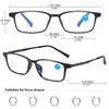 KOOSUFA Photochromic Reading Glasses, Blue-Light Filter, Rectangular TR90 Frame, Gray Lens, Light Black, +2.0 view 2
