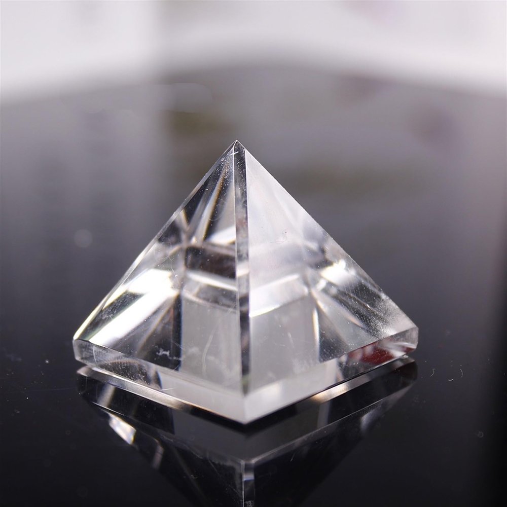AtkitS Natural Crystal Pyramid, Healing Crystal, Rose Quartz, Chakra & Reiki Crystal, Rainbow Fluorite Home Decor (Clear Quartz)