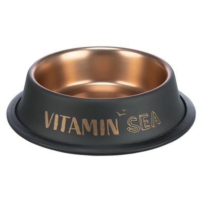 TRIXIE Stainless Steel Dog Bowl, 900 ml, 23 cm, Non-Slip, Black/Bronze