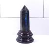 AtkitS Natural Stone Crystal Point Healing Wand with Wooden Base, 1 Pc (Elongated Stone) view 1