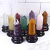 AtkitS Natural Stone Crystal Point Healing Wand with Wooden Base, 1 Pc (Elongated Stone) view 2