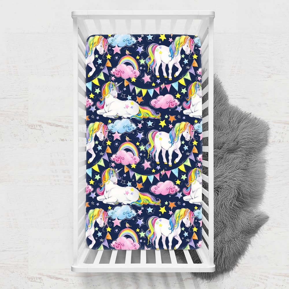 Odot Fitted Crib Sheet for Baby and Toddler Mattresses, Star Print, 70 x 140 cm