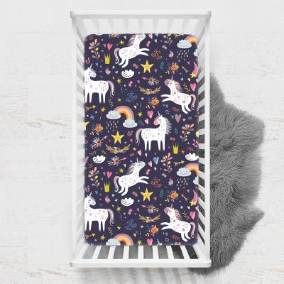 Odot Fitted Sheet for Crib, Unicorn Print, 45 x 90 cm