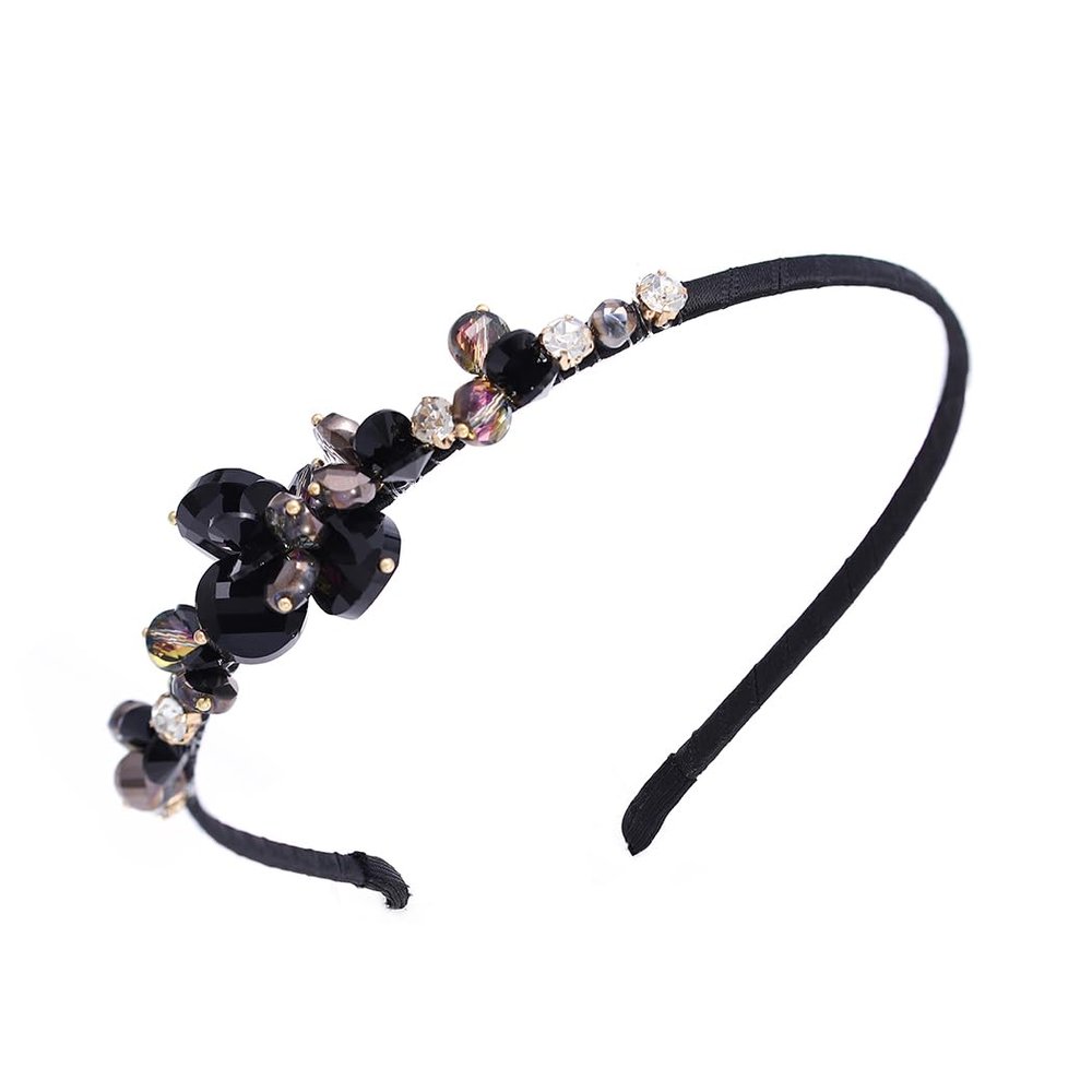IYOU Retro Black Crystal Rhinestone Headband for Women