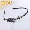 IYOU Retro Black Crystal Rhinestone Headband for Women view 3