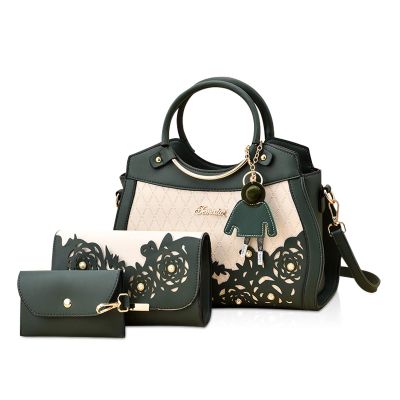 WolFum 3-Piece Women's Bag Set, Shoulder Bag, Clutch and Wallet, Dark Gray