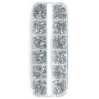 3,000-Piece Box Nail Art Crystal Flat-Back Rhinestones, 1.5 mm and 2.0 mm, Iridescent Diamonds, Rhinestone Manicure Tips, 3D Decoration, 1.5 mm, Clear
