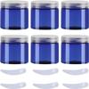 Travel Cream Jars, 6-Pack, 100 mL Blue Plastic Cosmetic Jars with Clear Lids view 1