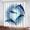 IDIDOS Dolphin Blackout Curtains, 3D-Printed Blue Sea, 110 x 95 cm view 1