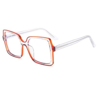 PARWANA Large Square Computer Reading Glasses, Blue-Light Blocking, Magnifying, Anti-Eye-Strain, Clear, +250