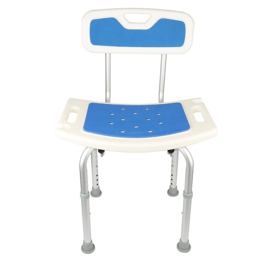 Shower Chair with Removable Backrest, Non-Slip, Height-Adjustable, 51 x 26 x 71–83 cm