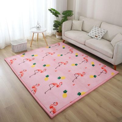Single Tree Forest Rug for Kids' Room, Pink + Flamingo, 200 x 400 cm