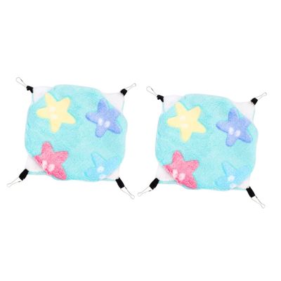 minkissy 2-Pack Hanging Pet Beds, Double-Layer Plush Hammocks for Small Animals, Green with Stars