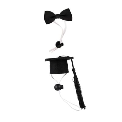 Abaodam Pet Costume for New Year Parties - 2 Piece Set with Adjustable Felt Graduation Cap and Black Bow Tie for Guinea Pigs and Sugar Gliders