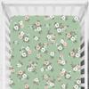 Odot Fitted Sheet for Baby Crib, Floral Print, Green, 45 x 90 cm view 2