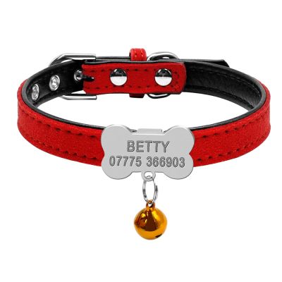 Personalized Pet Collar with Bell for Cats and Dogs, Silver Bone 3