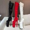 TONGUC 26 cm High Heels, Knee-High Patent Leather Strappy Boots for Women, Party, Nightclub and Wedding Dance Shoes, Fetish Shoes, White, Size 43 view 4