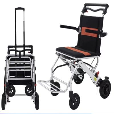 Foldable Transport Wheelchair, Portable Travel Wheelchair with Handbrake