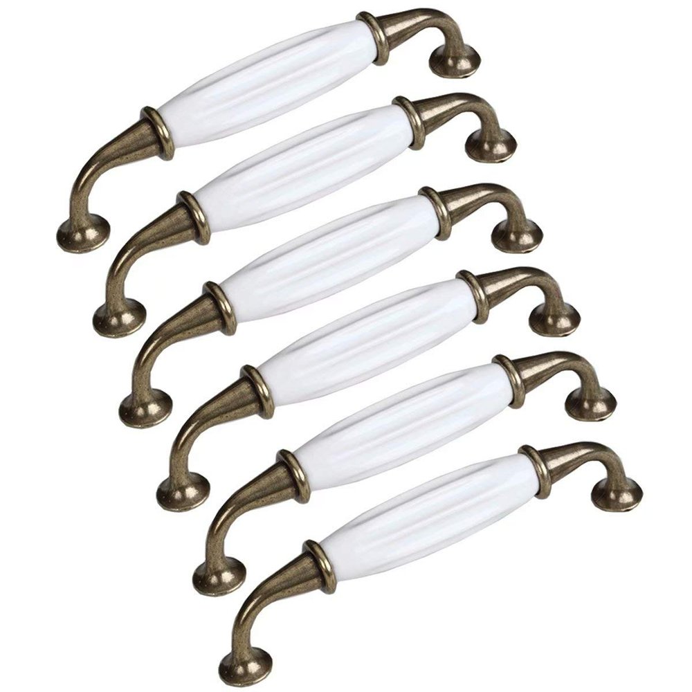 Drawer Handles, 6-Piece Set, Bronze Ceramic Cabinet Pulls