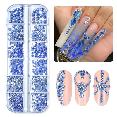 Makartt Crystal Nail Rhinestones, Dark Blue, Flat-Back for Crafts