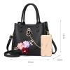 WolFum Women's Handbags with Handle, PU Leather Shoulder Bag with Flower and Chain view 3