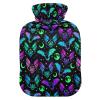 Hot Water Bottle, 2 L, Soft Plush Cover with Gothic Bats, Moons & Stars view 1