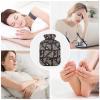 2 L Hot Water Bottle with Soft Plush Cover, Gothic Moth Skull Moon Design view 2