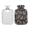 2 L Hot Water Bottle with Soft Plush Cover, Gothic Moth Skull Moon Design view 4