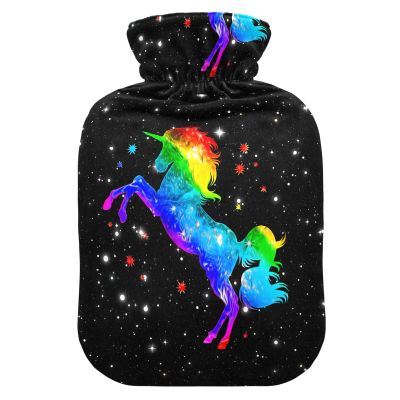1-Liter Hot Water Bottle with Soft Plush Unicorn Cover