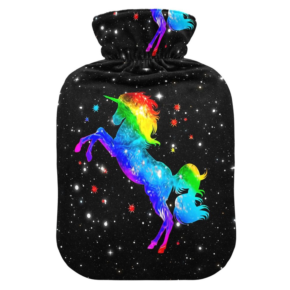 1-Liter Hot Water Bottle with Soft Plush Unicorn Cover