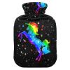 1-Liter Hot Water Bottle with Soft Plush Unicorn Cover view 1