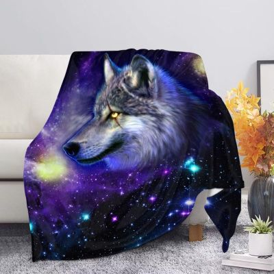 UOIMAG Galaxy Wolf Blanket, Lightweight Soft Warm Bed Throw, Gray, M