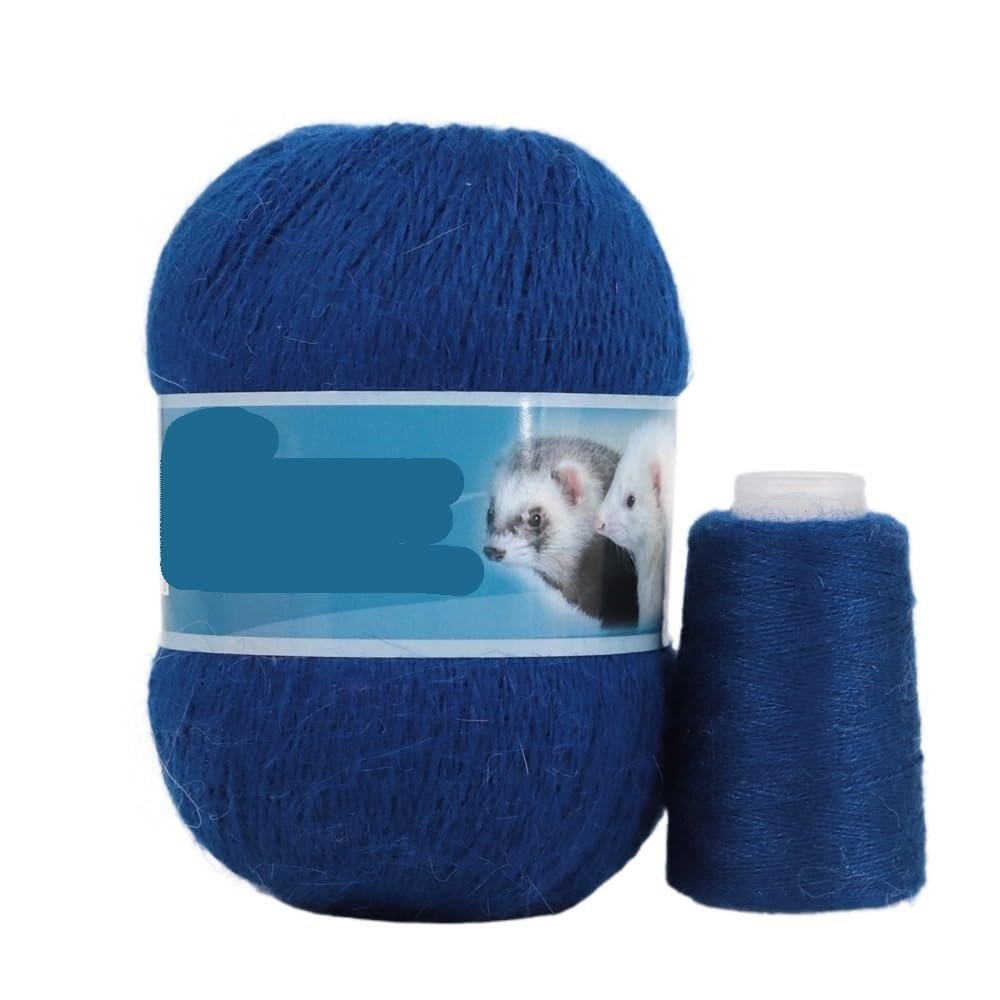 50 + 20 g/Set Plush Mink Cashmere Yarn, Anti-Pilling, Fine Quality, Hand-Knitting Yarn for Cardigans and Scarves, Women's, Color: 878 Diamond Blue
