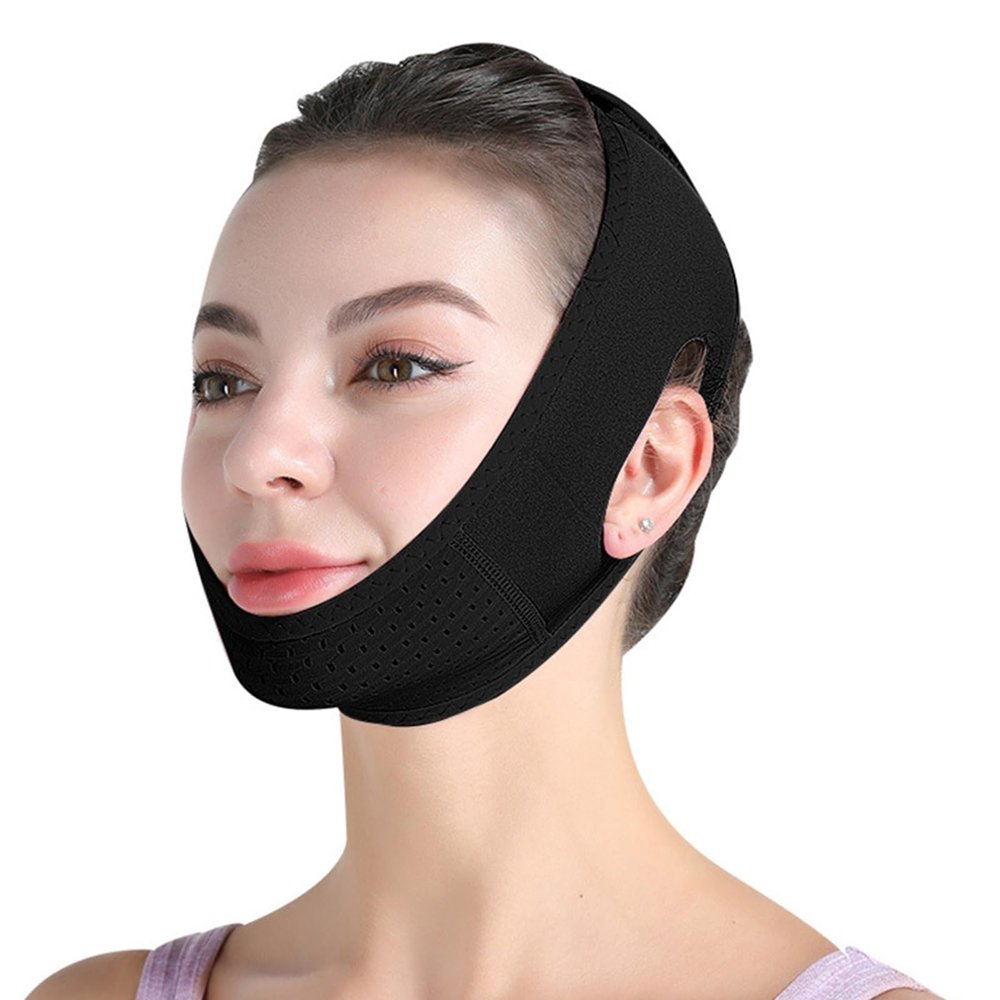 Worparsen Women's V-Line Face-Lifting Chin Strap, Adjustable, Black