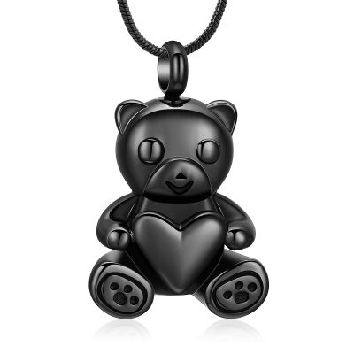 Teddy Bear Urn Necklace for Men and Women, Mini Urn Memorial Jewelry, Stainless Steel