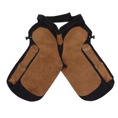 Septpenta Professional Leather Farrier Chaps, Adjustable Belt, 4 Pockets, One-Touch Closure, Mesh Lining, 73 x 37 cm