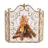 Spark Guard Fireplace Screen, Folding Fire Guard Panel, 36 in. High, Black/Gold view 2