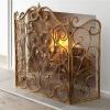 Spark Guard Fireplace Screen, Folding Fire Guard Panel, 36 in. High, Black/Gold view 3