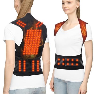 Self-Heating Full-Back Support Belt with Magnetic Therapy, Lumbar Support and Posture Correction (Color: B)